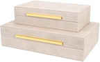 Ivory Shagreen box Set of 2 Faux Leather Decorative Boxes,Large Nesting Storage Decorative Boxes with Lids for Modern Home Decor Stacking Jewelry Box Organizer by ZIKOUL