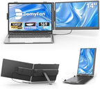 domyfan 14" Laptop Screen Extender, Ultra-Thin FHD 1080P IPS Dual Portable Laptop Monitor Extender for 13-17" Laptops, Plug & Play with HDMI/USB-A/Type-C, Compatible with Windows, Mac, Android by Domyfan