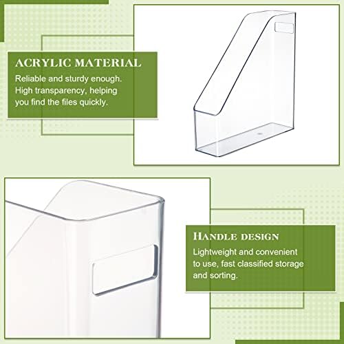 Marsui 20 Pcs Clear Acrylic Magazine Holder with Handle Desk Organizer - Image 3