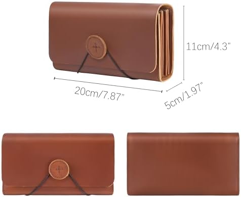 Genuine Leather A6 Receipt Organizer, Leather Expanding Accordion File Folder, 7 Pockets Expanding Bill Receipt Holder for Receipts,Invoices,Coupons,Cards, 7.8X4.3 Inches - Image 4
