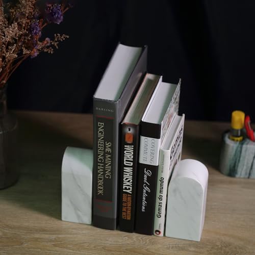 Koville Luxury Greek Marble Bookends for Shelves, Decorative Book Ends, 7lbs Heavy-Duty Marble Book Holders, Bookshelf Apartment Decor for Normal Books/CD/Video Games(Volakas) - Image 7