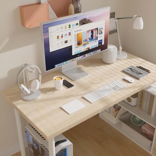 Bobve L Shaped Computer Desk, 47 Inch Home Office Desk with File Drawers & Storage Shelves, Small Corner Computer Desk for Small Space (White + Walnut) - Image 5