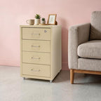 4 Drawer Vertical File Cabinet, Beige Metal File Cabinet with Lock(Yellow) - Image 5