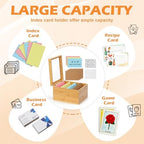 5x8 Index Card Holder with Dividers Bamboo Index Card Storage Box 4 Compartments Recipe Card Box with Lid 150 Index Flash Cards 25 Index Card Dividers 2 Letter smile Stickers for Office Business Home - Image 4