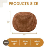 Hobestluk Stuffed Pouf Ottoman Footrest,Round Footstool,Small,Orange - Image 2
