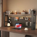 Desk Shelf Organizer for Top of Desk – Desktop Bookshelf with Pegboard & Storage Accessories, Adjustable Hutch for Dorm or Office, Steel Frame Display She Black frame + dark brown board 21.7*9.8*26in by Unknown