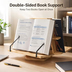 MACTANO Two-Sided Rotating Book Stand, 360° Bamboo Desktop Holder 9 lb - Image 3
