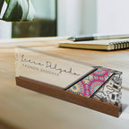 Artblox Personalized Office Desk Name Plate and Business Card Holder | Clear Acrylic Glass with Teak Wood Stand | Fashion Design Customized with Your Name and Credentials Office Desk Décor - Image 2