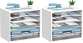 5-Tier Wood Desk Organizer, Paper Tray Organizer for Desk with Adjustable Storage Shelves, Desktop Mail Organizer and Paper Sorter Mail Holder for Office Home Classroom, White (Pack of 2) by SHARKWOODS