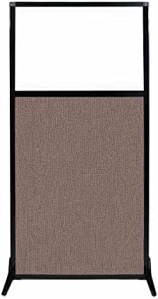 Versare Workstation Partition | Portable Wall Divider | Modern Office Cubicle | Free Standing Privacy Screen | Flexible Work Space | 33" x 70" W/Window, Latte Fabric Panels by VERSARE