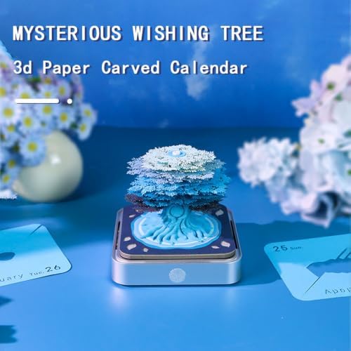 3d Calendar 2027,Hand Tear DIY Art 3d Calendar,Perfect Combination Of Artistic And Practical Design With Lights,Suitable For Note Taking,Decorative Ornaments,Holiday Gifts (Wishing Tree) - Image 2