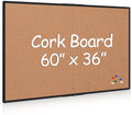 Extra Large Cork Bulletin Board 60" X 36", Foldable Notice Pin Board for Wall, Black Aluminum Framed 5'x3' Corkboard, Wall Mounted Noticeboard with 36 Push Pins for School, Home & Office by Justdowhatyouwanttodo
