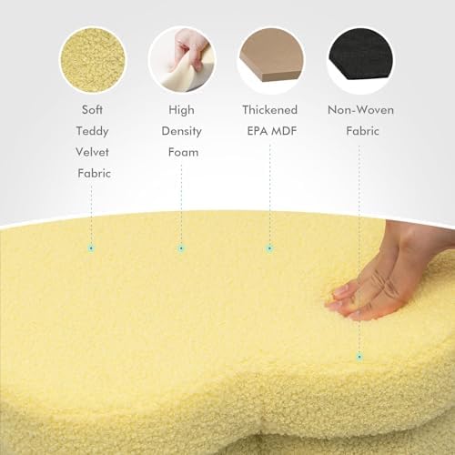 B FSOBEIIALEO Storage Ottoman Cube, Flowers Shaped Ottomans with Storage Foot Stool Footrest for Lving Room, Boucle Ottoman Seat for Dorm Room,Faux Teddy Fur, Yellow 12.6"x12.6"x12.6" - Image 6