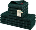 Homaxy Cotton Terry Kitchen Towels and Dishcloths Set of 8, Blackish Green by Homaxy