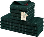 Homaxy Cotton Terry Kitchen Towels and Dishcloths Set of 8, Blackish Green by Homaxy