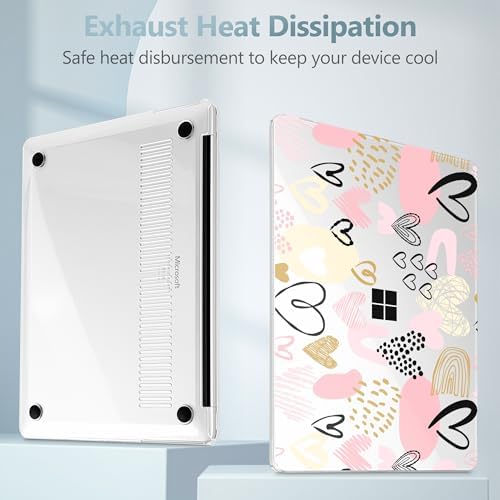 Case for Surface Laptop 8 2026/7 2024 13.8", Pink & Gold Hearts - Image 4