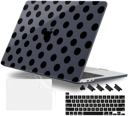 for MacBook Pro 16 inch Case 2019 2020 Release Model A2141, Plastic Hard Shell Cover with Keyboard Cover & Screen Protector for MacBook Pro 16 inch with Touch Bar, Black Polka Dots by WelcomeViseNewitems