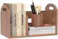 Wood Desktop Bookshelf, Upright Tabletop Book Shelf With Adjustable Divider Secure Books in Place, Desk Shelf for Top of Desk in Living Room Home Office, Perfect for Books Magazine File (Walnut Brown) by RICHTOER