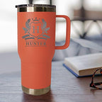 The Wedding Party Store Custom Personalized 20 oz Stainless Steel Powder Coated Vacuum Insulated Double Walled Travel Tumbler Coffee Mug with Handle and Lid (Coral) - Image 6