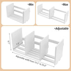 MyGift White Wood Desktop Bookshelf Organizer, Expandable Adjustable Rack - Image 3