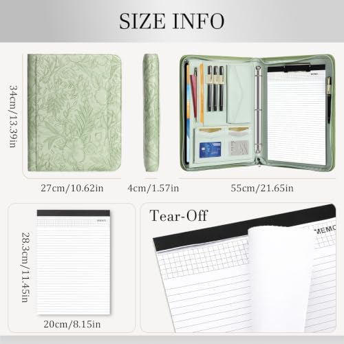 Leathario Portfolio Binder, Padfolio Organizer, 3 Ring Binder with Zipper - Image 2