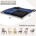 Office Stacking Chair Cushions 4 Pack, Corduroy High Density Foam Kitchen Seat Cushions with Ties, Square 17" x 17" Indoor Non-Slip Dining Chair Pads, Black+ Navy，4pcs - Image 4