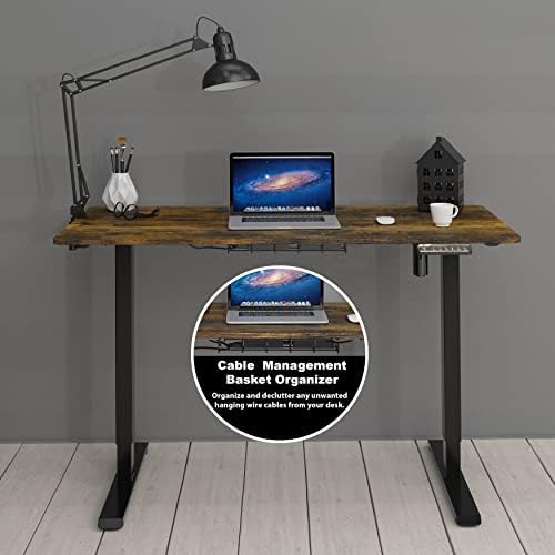 SHW 48-Inch Electric Height Adjustable Sit to Stand Desk, Rustic Brown - Image 5