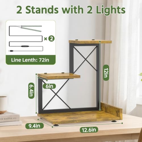 LASZOLA Plant Stand Indoor Tabletop Shelf Small for Desk, Wooden Brown - Image 2
