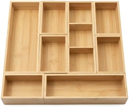 Bamboo Drawer Organizer, Natural, M by QYMXHZE