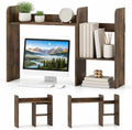 GIANTEX Extendable Desktop Bookshelf, Dorm Desk Hutch (Rustic Brown) by Giantex