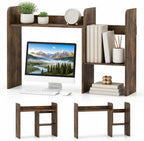 GIANTEX Extendable Desktop Bookshelf, Dorm Desk Hutch (Rustic Brown) by Giantex