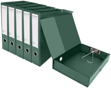 HUA JIE 6 Pack A4 Storage File Boxes Plastic Archives Cases with Clip,Green by HUA+JIE