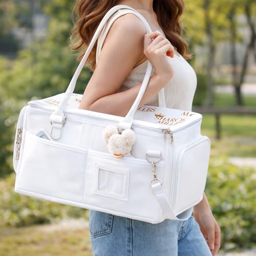 Portable Diaper Caddy, Large 17.1L Nursery Storage Basket with Handle, Baby Essentials Organizer for Changing Table, Travel Use, Light Beige - Image 4