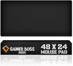 Gamer Boss - Gaming Mouse Pad - 48 x 24 Inches - 4mm Thick with Stitched Edges, Non-Slip Rubber Base, Premium Cloth Mousepad, Desk Mat for Laptop, Keyboard, Computer & PC (Mega, Black) by GamerBoss