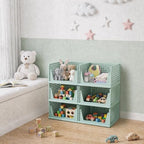 Pinkpum Green Boy Closet Organizers and Storage Stackable Plastic Drawer Basket for Clothing Stackable Storage Bins Shelf Storage Container for Rv Closet Wardrobe Bedroom Bathroom Playroom Man 6 Pack - Image 2