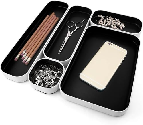 Three by Three Seattle Metal Drawer Organizer Tray Set, 5-Pc, 1" (Black) - Image 4