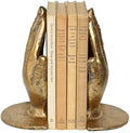 Hand Bookends Decorative, Heavy Duty Cast Iron Book Holder, Prayer Hand Book Ends for Shelves Living Room Home Decor Office, Antique Gold, 1 Pair/2Pieces by INMOFN
