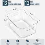 12 PACK Clear Plastic Storage Bins, Kitchen Cabinet Pantry Organizer Bins - Image 2