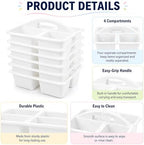 gisgfim 6 Pack Plastic Classroom Caddy with 4-Compartments Plastic Storage Caddies with Handle 4 Compartments Table Caddy Organizer Versatile Table Caddies for Classroom Office, White - Image 3