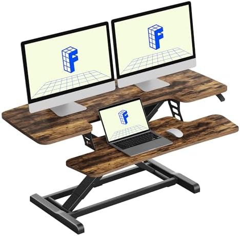 FLEXISPOT Standing Desk Converter 42" Extra Large Desk Riser, Spacious Desktop Riser Sit Stand Computer Workstation with Wide Keyboard Tray, Ergonomic Height Adjustable Stand Up Desk Converter, Black by Unknown
