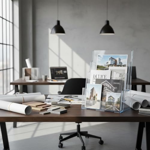 Azar Displays 252378-2PK Brochure Holder 8.5"x11", Acrylic Desk Organizer, Three Tier Document, Magazine & Sign Holder, Wall Mount Desk Accessories (2-Pack) - Image 6