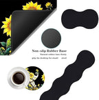 Mouse Pad,Large Desk Mat Set, 4in1 XL Mousepad + Keyboard Wrist Rest+Mouse Wrist Rest+Coaster with Ergonomic Desk Pad for Home Office Table Computer Cover -Elephant with Sunflowers - Image 2