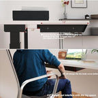 Large Under Desk Mounted Sliding Drawer with Bamboo Tray and 60 Degree Tilt Panel to Pull Out, 30'' Long & 13'' deep Large Storage Organizer for Sit Stand Workstation - Image 5