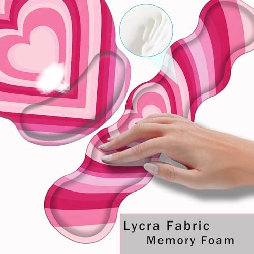 Mouse Pad,Large Pink Desk Mat, 4in1 XXL Mousepad + Keyboard Wrist Rest+Mouse Wrist Rest+Coaster Set with Ergonomic Desk Pad for Home Office Table Computer-Heart Pink - Image 5