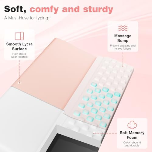 Ospelelf Keyboard Wrist Rest, Ergonomic Memory Foam Wrist Support for Typing & Gaming, Tilted Keyboard Pad, Aesthetic Desk Accessories for Office, Relief for Carpal Tunnel & Wrist Pain, Pink White - Image 3