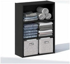 Furinno Reed Closet Organizers and Storage, 3-Tier Closet Organizer, Open Shelf Closet Storage, for Wardrobe, Bedroom, Living Room, Americano - Image 4