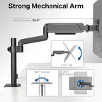 VIVO Single Monitor Arm Mount for 17 to 32 inch Screens - Tension Height Adjustment, Full Articulating Tilt, Swivel, Heavy Duty VESA Stand with Desk C-clamp and Grommet Option STAND-V001K - Image 5