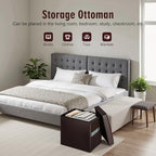 Storage Ottoman, 17" High Small Ottoman with Thicker Foam Padded Seat Brown - Image 5