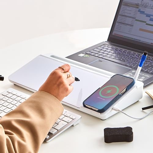 Garood Desktop Whiteboard with Wireless Charger Adapter Included Desk Buddy Charging Desktop Whiteboard Keyboard Glassboard Dry Erase Board Dry Erase Accessories 15.8X7X2 inches - Image 5