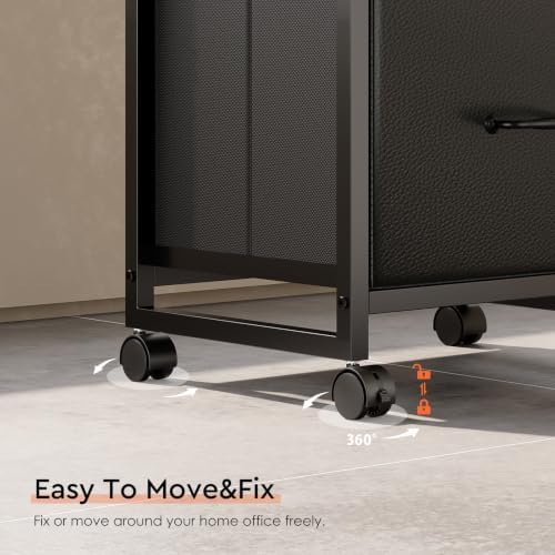 Maihail 3 Drawer Mobile File Cabinet on Wheels Fits A4 Size for Home Office - Image 5
